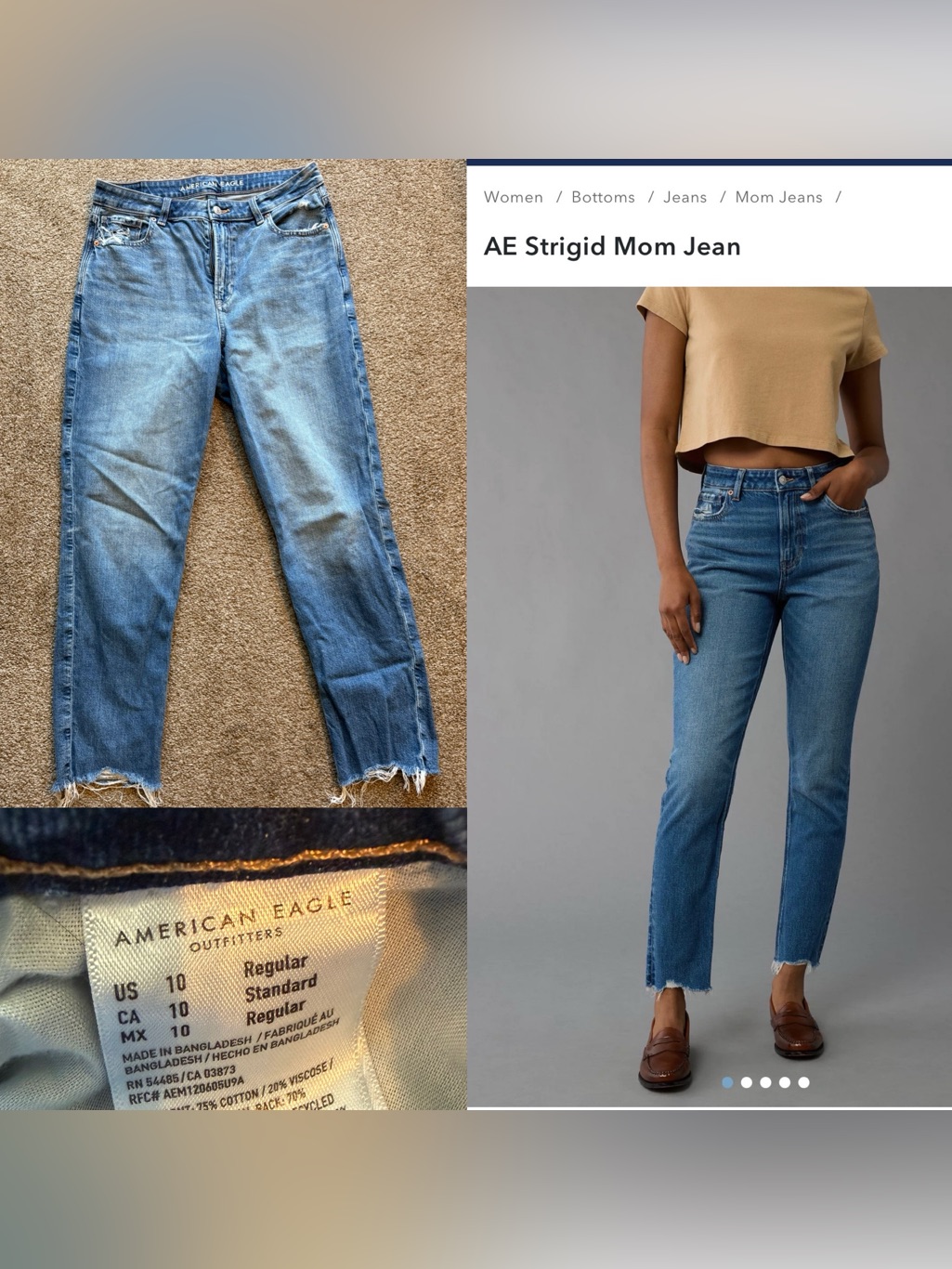 American Eagle Outfitters Strigid Mom Jeans Light Blue Wash